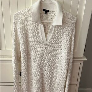 Talbots White Textured Knit Sweater size MP
